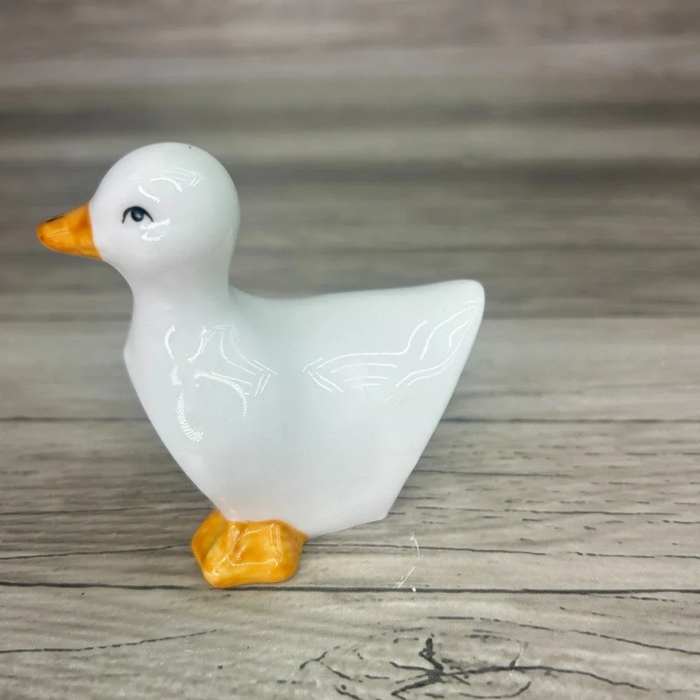 Vtg Ceramic White Duck Goose Napkin Rings Single Farmhouse Country Kitchen